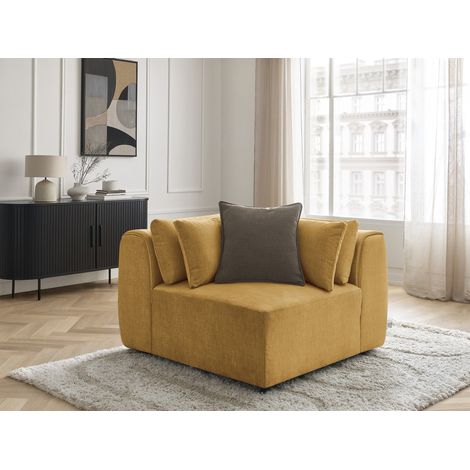 BOBOCHIC - Angle avec têtière pour canapé modulable JANA tissu velours Jaune (1/5)