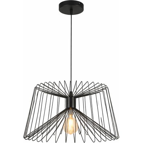 Lampadario a Sospensione Industriale Nero Metallo Attacco E27 Lampadina Non Inclusa Design Gabbia Moderno per Cucina Sala da Pranzo Soggiorno