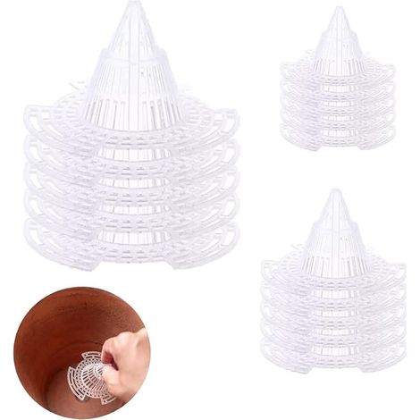 Lot de 15 coussinets de drainage en plastique pour pots de fleurs, grilles de fond respirantes et hydrophobes empechant la fuite de terre, anti-pourriture pour plantes, bonsais et jardinage (1/5)
