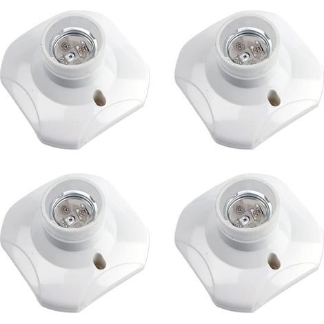 Lot de 4 Douille Plafond E27 à Visser, Douille E27 Garage, AC 220-240V, Support Douille pour Ampoule LED, Base Plafonnier Culot E27, Base de Lampe Plastique Blanche pour Lampe au Mur (1/5)