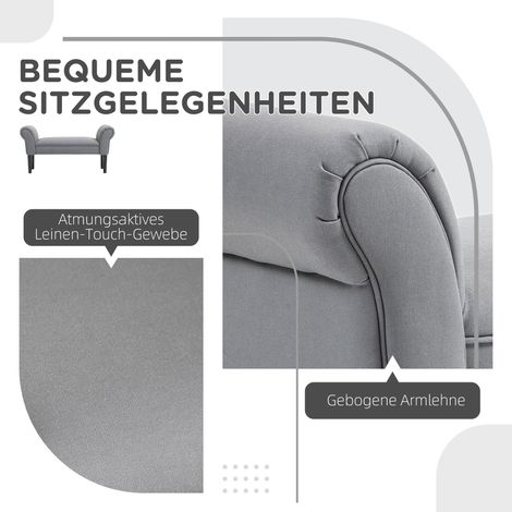 Banc d'assise robuste, banquette-lit rembourrée moelleuse, 102x36x51 cm, Gris (1/5)