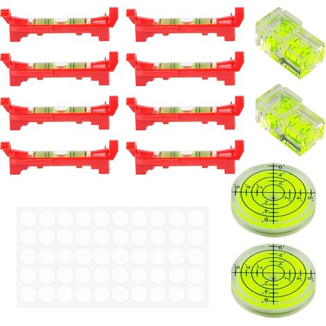 12 Pièces Mini Niveau À Bulle Niveau à Bulle Rond de Poche Mini Corde Bulle Niveau pour Camping Car avec 50 Pastilles Adhésives pour Maçonnerie Plomberie Appareils Photo Meubles et Trépied (1/5)