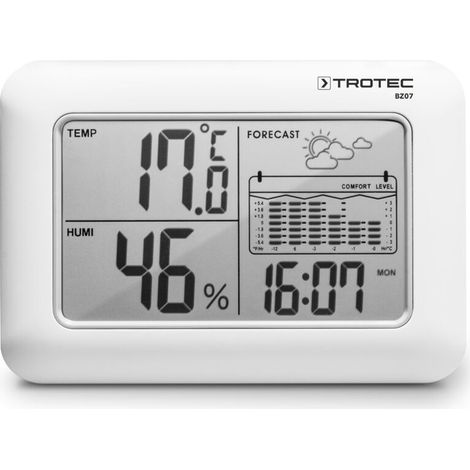 Trotec – Thermo-hygromètre BZ07 – Station météo avec affichage LCD 5 pouces – Température, humidité, heure, date – Indicateur de confort et tendance météo (1/5)