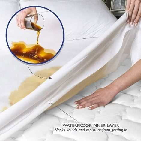 Protège-matelas - dimensions 160x200cm - surmatelas imperméable - protège-matelas - anti-allergique aux acariens et aux moisissures - respirant en différents (1/4)