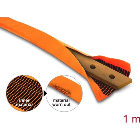 Delock Manguito textil plano de doble capa 40 x 16 mm con indicador de advertencia de desgaste negro para cables o barras colectoras de cobre, PET, na