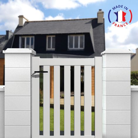 Packit – Portillon aluminium ajouré en kit L.1000 x H.1200 – Résistant aux intempéries – Montage facile – Couleur blanc (RAL 9010)