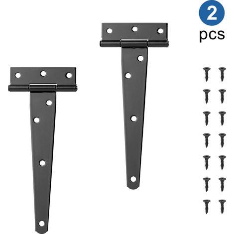 (Noir 175 mm) 2 charnières de porte de grange en fer noir en forme de T, style rustique, pour meubles, placards de cuisine en bois, armoires, clôtures (1/5)
