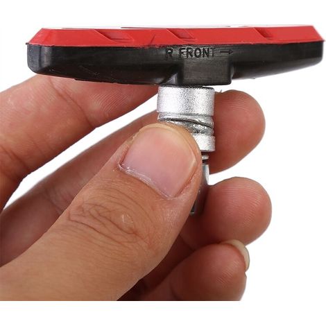 1 paire de patins de support de frein en V pour vélo de montagne, chaussures, blocs en caoutchouc (rouge) (1/5)