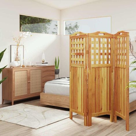 Cloison de séparation 3 panneaux-Paravent-Séparateur de pièce 121,5x2x115 cm Bois d'acacia (1/5)