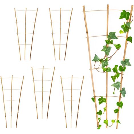 Bambus Rankgitter 75 x 35 cm natur - 6er Set - Holz Kletterhilfe konisch für Rankpflanzen