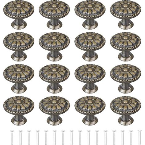16 x Bronze Knobs de porte de cuisine Knobs de tiroir Knobs de cabinet rond vintage avec vis pour commode de cuisine de plateau (1/5)