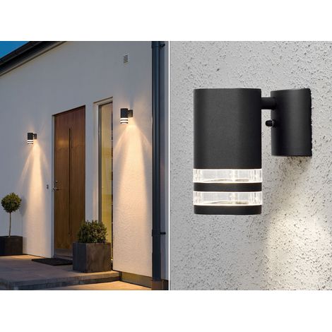 2er-Set Wandleuchten MODENA Aluminium schwarz Downlight GU10, Höhe 15,5 cm, IP44 (1/5)