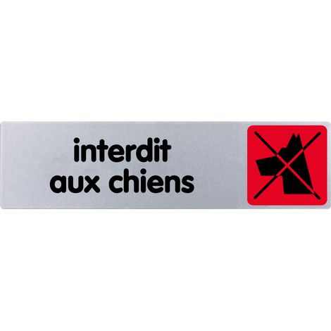 Plaque de porte Interdit aux chiens (texte) - couleur 170x45mm - 4033174