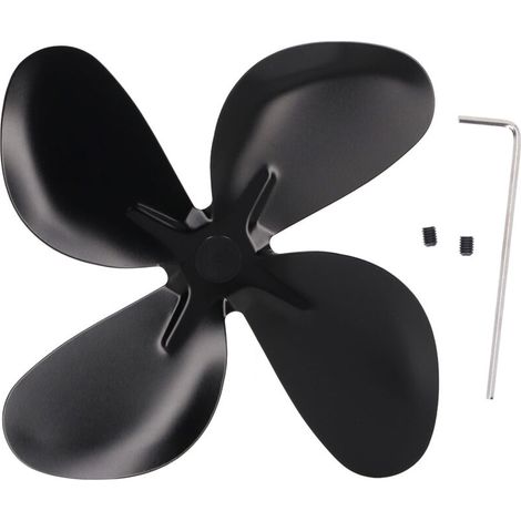 Pale de ventilateur de poêle en alliage d'aluminium, résistant aux hautes températures, remplacement de cheminée noire, 4 pales (1/5)