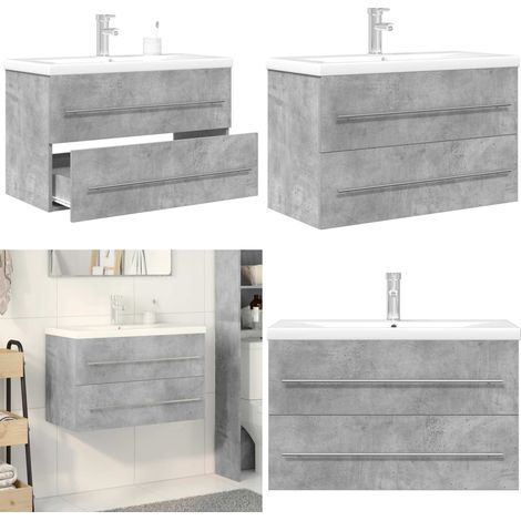 vidaXL Ensemble de meubles de salle de bain 2 pcs gris béton (1/5)