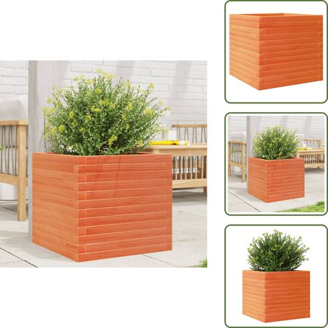 Jardinière cire marron 50x50x45,5 cm bois de pin massif - Jardinieredécorative - Jardinière Extérieure - Pot De Fleurs Extérieur - Jardinière Bois - Jardinière Ronde