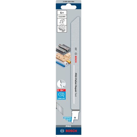 Bosch PRO Sägeblatt Pallet Repair fast S1122HFR, 0,9 x 19 x 225 mm, Art.Nr. 2608659064 (1/5)