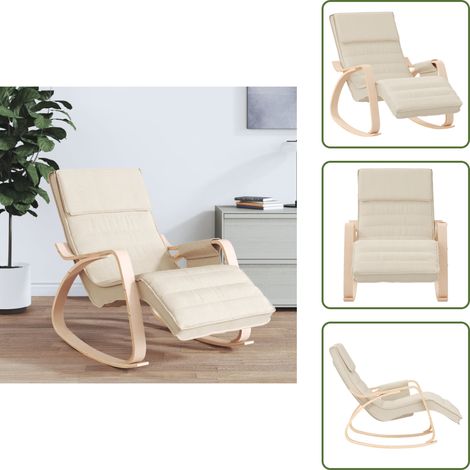 Chaise à bascule Crème Tissu - Fauteuil À Bascule - Chaise Balançoire - Chaise Relaxante - Mobilier Intérieur - Décoration Intérieure