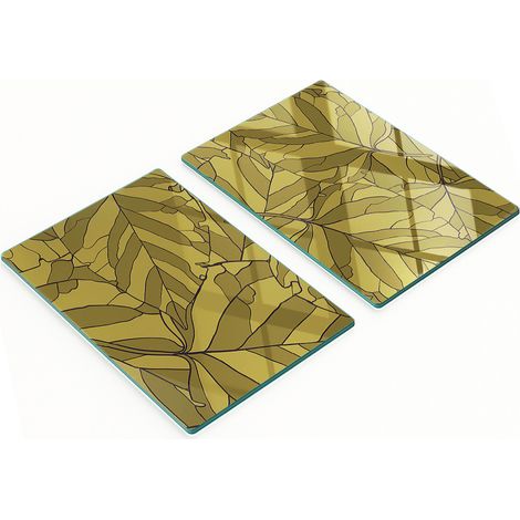Taglieri da cucina decorativi in vetro con grafica a foglie, 2x40x52 cm (1/5)