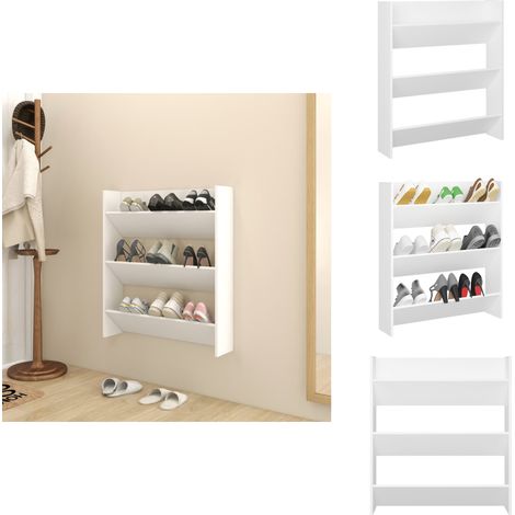 Wand-Schuhschrank Weiß 80x18x90 cm Holzwerkstoff - Wand-Schuhschrank - Schuhschrank - Schuhorganisation - Holzwerkstoff Möbel - Garderobe (1/5)