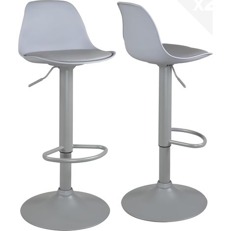 Ensemble de 2 tabourets de bar noirs avec coussin rembourré en similicuir et repose-pieds, hauteur réglable et pivotant à 360° (Integral Black) (1/5)