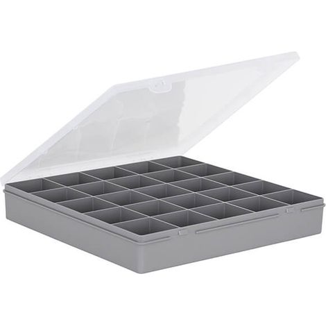 Wham Organiser Box 10.01 Square 29cm with 25 Divisions Soft Grey/Clear