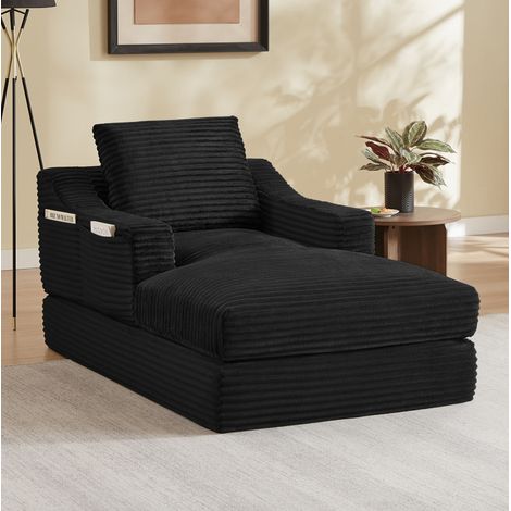 Fauteuil lounge convertible noir en mousse avec design double couche (1/5)