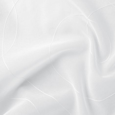 Tissu voile brodé sur fond sablé Blanc 300 cm