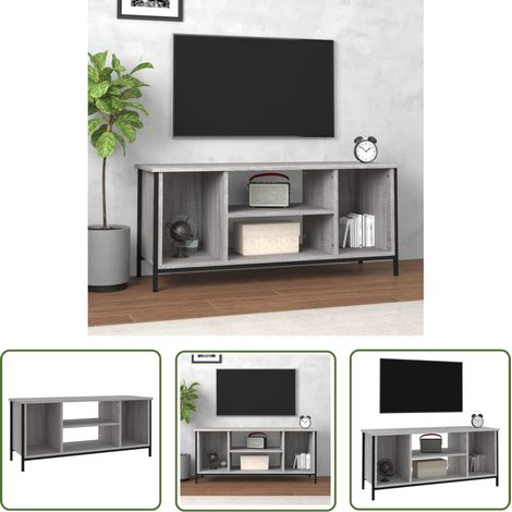 The Living Store Meuble TV sonoma gris 102x35x45 cm bois d'ingénierie - Meuble Tv - Meuble Téléviseur - Support Tv - Unité Tv - Meubles Salon (1/5)