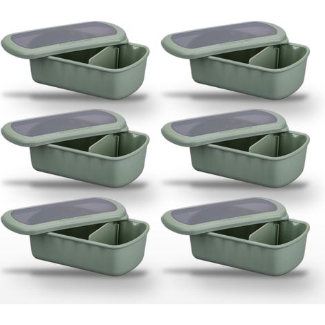 Lot de 6 Lunchbox Vertes à compartiment réglable 1L Fackelmann Storage (1/5)