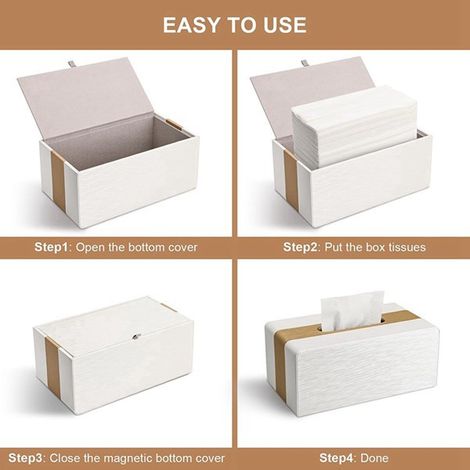 colour: white + wood colour material: PU two-tone tissue box, suitable for living room, hotel and restaurant. (1/5)