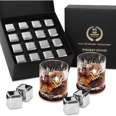Whisky Steine Edelstahl Geschenke Männer Ehemann Papa 16 Eiswürfel (1/5)