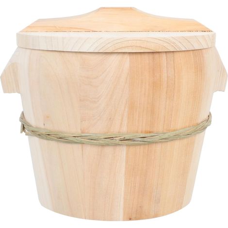Seau à riz vapeur en bois de cèdre naturel avec poignée et couvercle, panier vapeur artisanal en bois de 21 cm pour la cuisine domestique