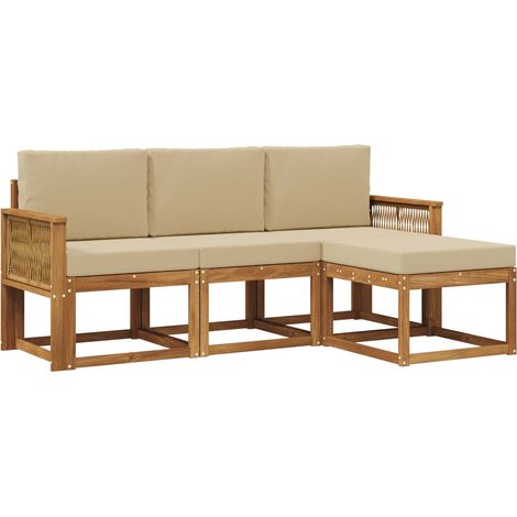 Outdoor-Sofagarnitur 4 pcs Natur und Beige Polyester vidaXL (1/5)