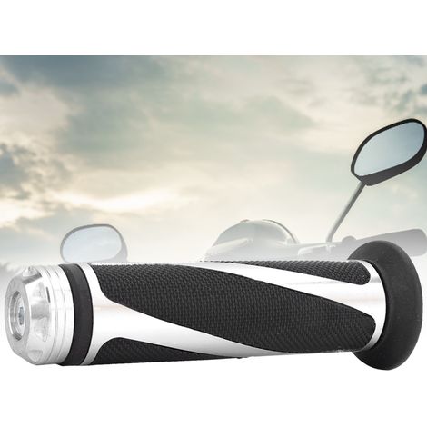 1 Paire de Poignées Moto en Métal Argenté, Guidon Custom pour Accessoires de Personnalisation (1/5)