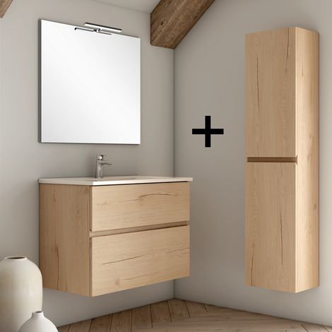 Ensemble meuble de salle de bain 100cm simple vasque + colonne de rangement - MIG (1/5)