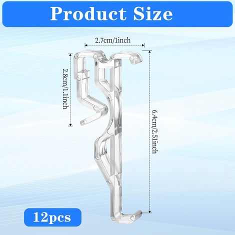 2,5-Zoll-Blendenclips, 6er-Pack, transparenter Kunststoff, horizontal, verdeckte Jalousien. (1/5)