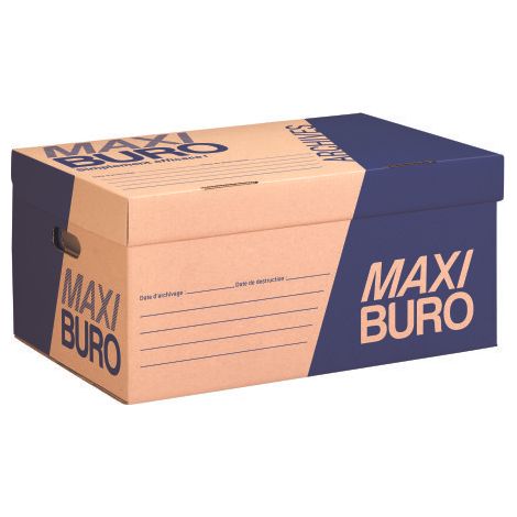 Caisse à archives kraft brun H 27 x L 54 x P 35 cm - Maxiburo - Lot de 10 (1/5)