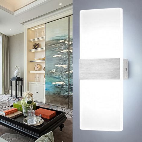 SWANEW Lampada da parete moderna a LED per esterni IP65 Lampada da corridoio per scale Square Up Down Deco Light 7W Nero Bianco freddo (1/5)