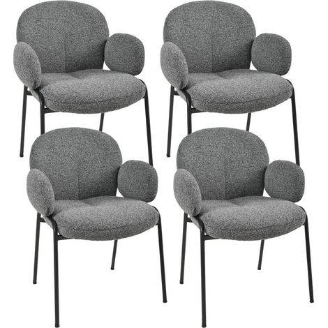 Goeurvant Moderne Esszimmerstühle mit verstellbaren Füßen, skandinavischer Stil, ideal für Esszimmer, Wohnzimmer oder Büro - 4er Set - Dunkelgrau