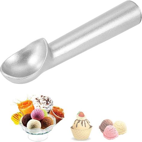 Cuillère à glace en acier inoxydable massif, mini cuillère ergonomique en métal pour glace, pâte à biscuits et glace au yaourt (1/5)