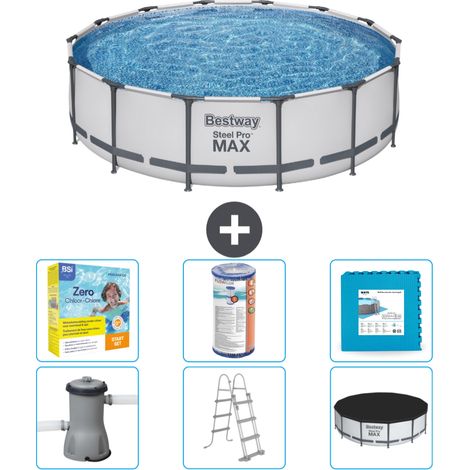 Piscine Bestway ronde Steel Pro MAX - 427 x 107 cm - Grise - Comprend des Accessoires CB34 (1/4)