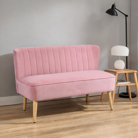 Canapé coloris rose en polyester Kautschukholz 117 x 56,5 x 77 cm (1/5)