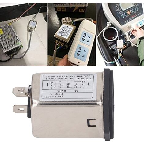Prise anti-parasitage DAI2-6A avec filtre EMI, fusible unique 2 en 1, 115/250 V 50/60 Hz, adaptée aux téléviseurs à écran plat, aux terminaux de point de vente et aux fauteuils de massage. (1/5)