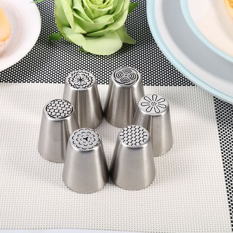 6 pièces embouts à pâtisserie en acier inoxydable pour décorations gâteaux et cupcakes (1/5)