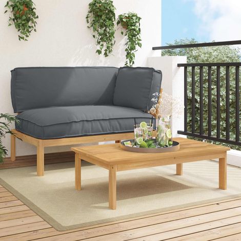 Sofa Set mit Kissen Uni 2 pcs Anthrazit Massivholz Akazie (1/5)