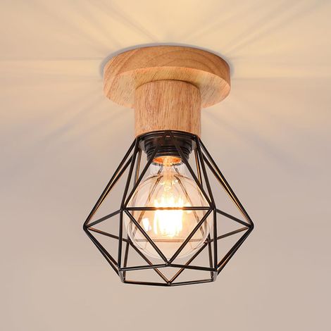 Industrielle Metall-Deckenleuchte, geometrische Käfig-Pendelleuchte, Mini Lighting E27-Fassung, 16 cm Durchmesser (1/5)