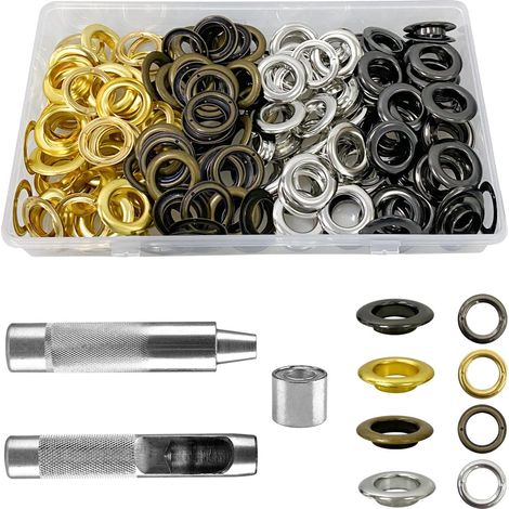 Kit d'outils de grommet 14 mm - 120 pièces - Ensemble de poinçons, de mandrins et de pince à œillets avec boîte de rangement (1/5)