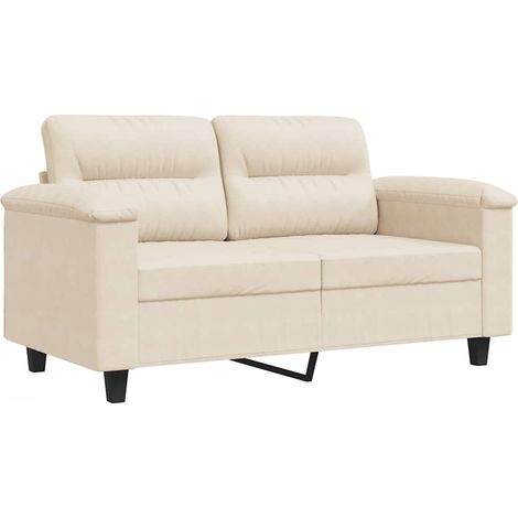 Canapé Sofa à 2 places Beige 120 cm Tissu microfibre (1/5)