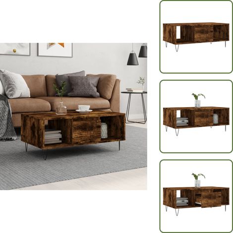 Table basse Chêne fumé 90x50x36,5 cm Bois d'ingénierie - Table Basse - Meuble Salon - Table D'appoint - Table Design - Table Chic (1/5)